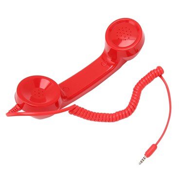 Retro Phone Handset, Phone Telephone Receiver, Multifunction Radiation Proof Handheld Cell Phone Receiver with 3.5mm Sound Plug for Mobile Phones Computers (Red)