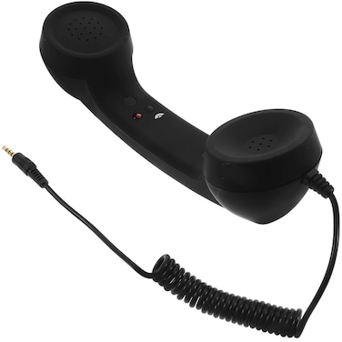 3.5mm Retro Phone Handset for Smartphones Vintage Handset Adjustable Tone Phone Telephone Receiver Microphone for iOS Black