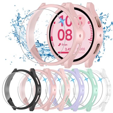 HAANILKYI [6+6Pack for Samsung Galaxy Watch FE/5/4 Screen Protector Case 40mm, Anti-Fog Tempered Glass and Waterproof Hard PC Bumper Cover for Galaxy Watch FE 5 4 40mm