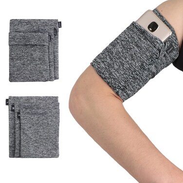 Large Big Armband for Cellphone Jogging Running - Hidden Pocket for iPhone 6S 7 8 X XR XS 11 12 13 14 15 Max Plus Pro Walking Hiking Trekking Workouts Exercise for Fat Strong Huge arms Women Men/Grey