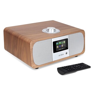 LEMEGA M3P WiFi Smart Radio,Internet Radio,FM Digital Radio,Spotify Connect,Bluetooth Speaker,Stereo Sound,Wooden Box,Headphones-Out,AUX-in,40 Presets,Dual Alarms Clock,Remote and App Control - Black
