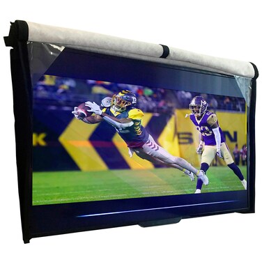Outdoor TV Cover 48, 49, 50 inch - WITH FRONT FLAP - Weatherproof, Waterproof protection, Soft Interior, With Bottom cover - Black