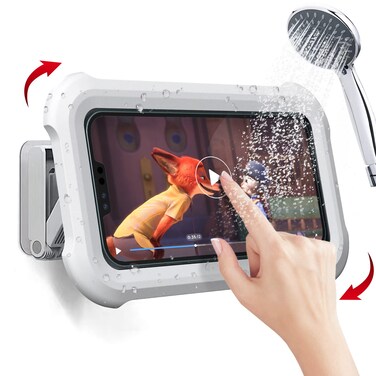 Upgraded 480&Acirc;&deg; Rotating Shower Phone Holder Waterproof Case with Touch Screen,OOLYICO Shower Accessories Guardian Buddy Holder Wall Mount Shelf in Bathroom Bathtub for 4" - 7" Cell Phone