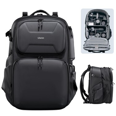 ULANZI BP10 35L Hardshell Camera Backpack, Professional Waterproof Photography Camera Case Anti Theft Travel for Photographers Unisex Drone DSLR Mirrorless Camera Lens Tripod Holder 17'' Laptop Black
