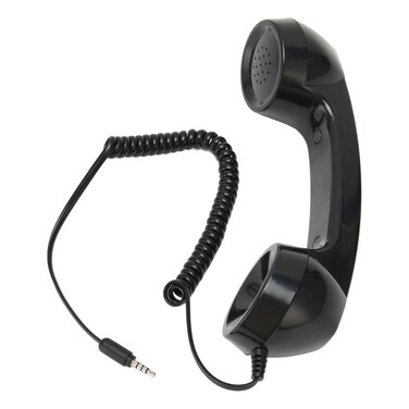 Retro Phone Handset, Replacement Retro Telephone Receiver,Handheld Cell Phone Receiver Universal for Smartphones, Computers with 3.5mm Headphone Jack (Black)