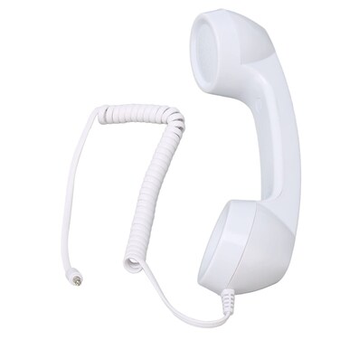 Retro 3.5mm Telephone Handset, Cell Phone Handset , Microphone Handset for Mobile Phone, Cell Phone Receiver Mini Handheld Receiver Cell Phone for Mobile Phones Computers (White)
