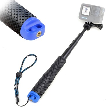 YALLSAME Waterproof Selfie Stick, 7'' - 23'' Short Extension Stick Compact Hand Grip Monopod Pole for GoPro Hero 13 12 11 10 9 8 7 6 5 4 Session Max Insta360 X3 GO3 AKASO DJI Osmo Action 4 3 2 1