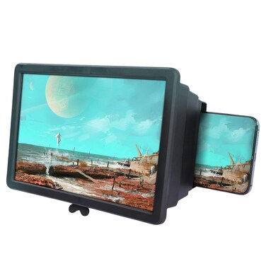 Screen Magnifier for Cell Phone,Smartphone Screen Magnifier,Double Magnification Three Dimensional Display Foldable Retractable Black