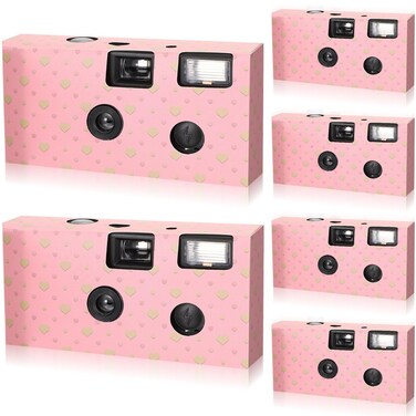 6 Pack Disposable Camera Bulk for Wedding, 35mm Single Use Camera with Flash Disposable Cameras One Time Camera Black and White Film for Gathering Wedding Anniversary Travel Camp Party Supply