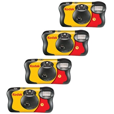 Kodak Fun Saver 35mm One-Time-Use Disposable Camera with Flash, 27 Exposures, 4-Pack