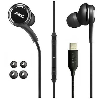 Samung AKG Earbuds for Samsung Galaxy S24 Ultra, Galaxy S23, Galaxy S22, Galaxy S21, Note 10, iPhone 15 Pro Max - Original USB Type C in-Ear Earbud USBC Headphones with Remote &amp; Mic USB-C - Black