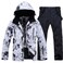 YEEFINE Men's Ski Suit Waterproof Snow Suits Two Piece Snowboard Jacket and Pants Set Outdoor Windproof Winter Warm Snowsuits(White+Black, L)