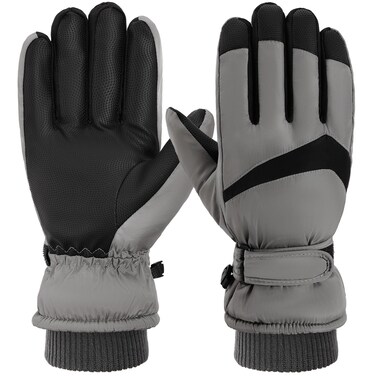 Trifabricy Winter Ski Gloves - Waterproof Windproof Gloves for Men &amp; Women, Touchscreen Snow Gloves for Cold Weather, Thermal Warm Gloves for Skiing Snowbarding Driving, Grey
