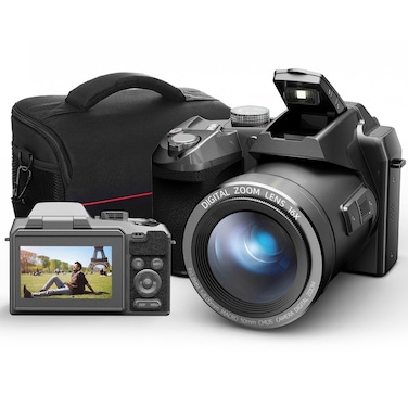 64MP Digital Cameras for Photography Autofocus, 4K vlogging Camera for YouTube,16X Anti-Shake Compact Travel Camera with WiFi &amp; App Control,SD Card, 2 Batteries (S200 Black)