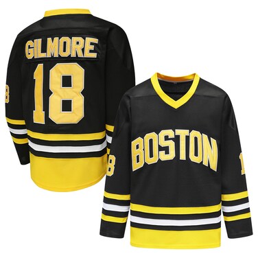 Happy Gilmore Jersey #18Adam Sandler- 1996 Movie Ice Hockey Jersey for Hip Hop Halloween Party Sports Clothing (US, Alpha, Small, Regular, Regular, Black)