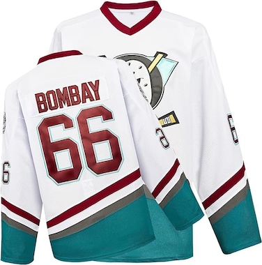 Mighty Ducks Movie Ice Hockey Jersey 66# Gordon Bombay Stitched Letters and Numbers