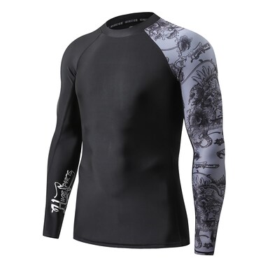 HUGE SPORTS Men's Splice UV Sun Protection UPF 50+ Skins Rash Guard Long Sleeves (Piracy, 2XL)