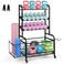 ETELI Home Gym Storage Rack Weight Holder Rack for Dumbbells Garage Sports Equipment Organizer for Yoga Mat Kettlebells and Strength Training Fitness Equipment with Hooks, Wheels