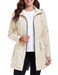 Qyuagle Packable Rain Jacket Women Waterproof Lightweight Raincoat with Hood for Hiking Outdoor Travel Beige S