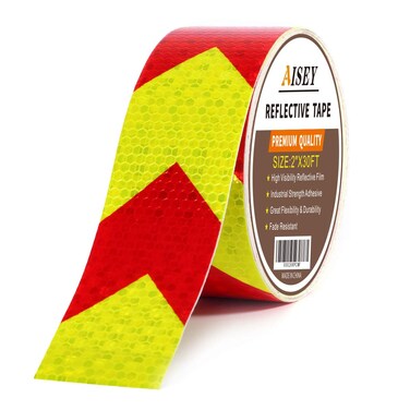 AISEY Reflective Tape Waterproof High Visibility Red &amp; Yellow, Industrial Marking Tape Heavy Duty Hazard Caution Warning Safety Adhesive Tape Outdoor 2 Inch by 30 Feet