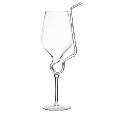 Straw Wine Glass, Spiral Vampire Wine Glass   16oz   Stemmed Wine Glasses With A Built-In Straw, Creative Cocktail Glassware - Champagne, Gin &amp; Tonic, Juice, Water - Ideal Birthday Cup, Gift, Wedding