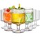 DEAYOU Set of 6 Ribbed Vintage Wine Glasses, 8 oz Clear Fluted Water Goblet Glasses, Unique Short Stem Cocktail Glasses for Iced Tea, Juice, Whiskey, Beer, Dessert, Party