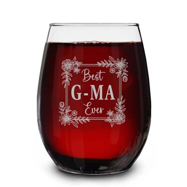 Best G-Ma Ever Engraved Stemless Wine Glass - Gifts For G-Ma - Best G-Ma Wine Glass - Funny Gifts Idea Birthday- Christmas- Holiday- Mother's Day - Pregnancy Announcement Wine Glass