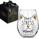 Pokolllee Cat Lover Wine Glass Don't Stress Meowt Gifts for Women, Novelty Birthday Gifts for Cat Lover Cat Owner Pet Lover, Retirement Gift for Cat Mom Friends Sister Cat Lady