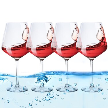 LUXULISH Floating Wine Glasses for The Pool, 22Oz Unbreakable Acrylic Wine Glasses Set of 4, Shatterproof Plastic Wine Glasses for Poolside, Hot Tubs, Beach or Daily Indoor Use