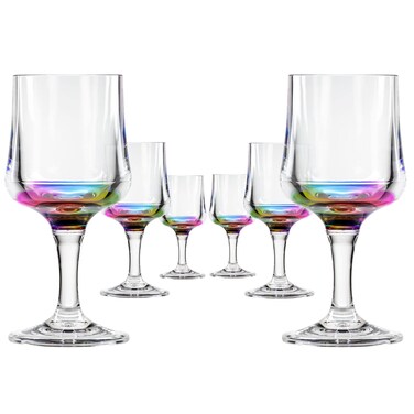 Teardrop 8oz Rainbow Acrylic Wine Glasses   Set of 6   8oz Stemware   Shatter Resilient   Safe for outdoor entertaining   Great for everyday use   Perfect for Cocktails