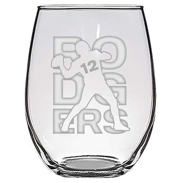 Hat Shark Football Sports Athletic Player - Laser Engraved Stemless Wine Glasses (Rodgers #12)