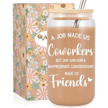 Fairy's Gift Glass Coffee Cup, Coworker Gifts, Birthday Gifts for Women Friendship, Funny Coworker Gifts for Women Men Friend, Office Friendship Gifts, Valentines, Going Away Gifts for Coworkers Boss