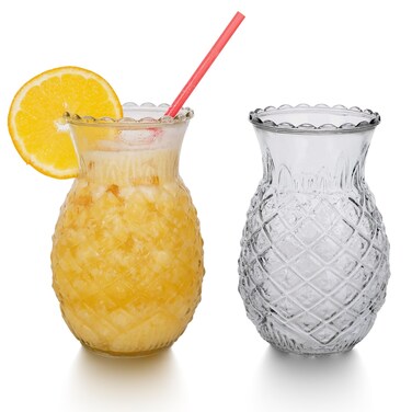 Mageeki Cocktail Glasses, 20 Oz Pineapple Glasses Tropical Tiki Glassware Glass Cups for Cocktails, Drinking Glasses for Wine, Juice, Milk, Water, Bar, Party, Wedding (Set of 2)