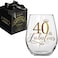 Pokolllee 40 Fabulous Wine Glass 40th Birthday Gifts for Women, 40 Fabulous Happy 40th Birthday Wine Glass Gift for Mom Friends Wife Coworker, Funny 40th Birthday Turning 40th Gift