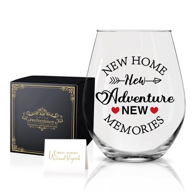Perfectinsoy New Memories Funny Wine Glass, Housewarming Gifts, Unique House Gifts For New HomeOwner, Congrats Home Sweet Home Party Gifts for Men, Women, mom, dad, daughter, son, Friends, Coworkers