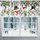 AnyDesign Christmas Curtain Valance 54 x 20 Inch Snowman Valance Curtain Rod Pocket Plants Short Window Treatment for Xmas Home Window Decor