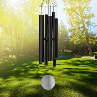 FDOCOI Wind Chimes Outdoor Deep Tone, 45Inch Sympathy Wind Chimes for Outside, Memorial Wind Chimes with Hook as Gifts for Mother's Day/Housewarming/Christmas, Patio, Garden, Black