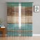 Onekaccu Teal Sheer Curtains 63 Inch Length 2 Panels Set, Turquoise and Brown Kitchen Rod Pocket Semi Drapes for Bedroom Living Room, Voile Window Treatment Farmhouse Curtain Wooden Grain Decor