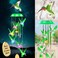 Wind Chimes,Hummingbird Solar Wind Chimes for Outside,Green Gradient Aluminum Tubes Memorial Wind Bell with LED Light Cover for Garden Patio Decor for Women Mom Grandma Wife Neighbors