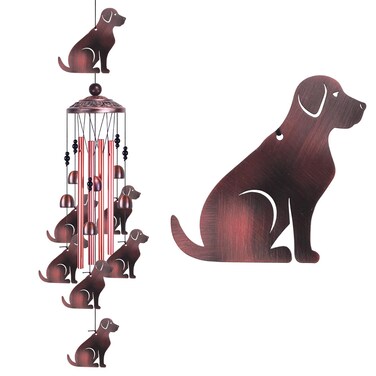 Garden Dog Wind Chimes Outdoor Indoor Decor - with 4 Tubes 6 Bells 7 Dogs Wind Chime, Mobile Romantic Wind Catcher, Dogs Windchimes for Home, Mom Gifts, Balcony, Tree, Festival, Garden Decoration