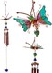 Ebros Gift Stained Glass Flitting Butterfly Copper Metal Wind Chime 28" Long Resonant Outdoor Patio Garden Decor Accessory