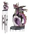 Ebros Gift Medieval Purple Dragon Guarding Topaz Crystal Geode Rock Figurine Crown Top Resonant Wind Chime with Miniature Geode Rocks Ornaments for Garden Patio Home Fantasy Dungeons and Dragons