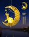 Vuees Solar Garden Outdoor Decor, Moon Cat Hanging Wind Chimes, Housewarming Ornament for Patio, Lawn, Yard, Pathway - Unique Gift Ideas for Gardening Mom Grandma Women