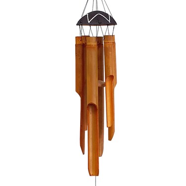 Handmade Wind Chimes with Large Bamboo Bell Tubes, Half Coconut Wood Top, Wooden Deep Tone 35 inch