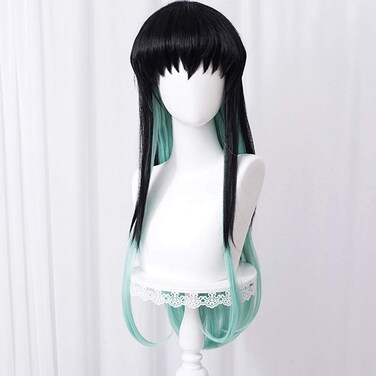Anime Black and Green Cosplay Wigs Costume DS Characters Cosplay Wigs with Cap