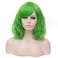 BERON Lime Green Wig Short Curly Green Wig with Bangs for Women Green Halloween Cosplay Party Costume Wig Daily Use Synthetic Wig (Lime Green)