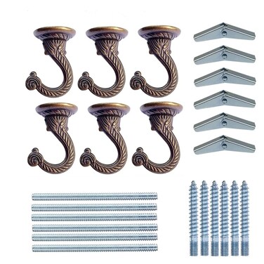 GDQLCNXB Swag Ceiling Hooks Heavy Duty Swag Hook Hanging Plants Chandeliers Wind Chimes Ornament Hooks for Home Office Kitchen &iuml;&frac14;&OElig; 6 Sets 55mm/2.17" (Bronze,Large).