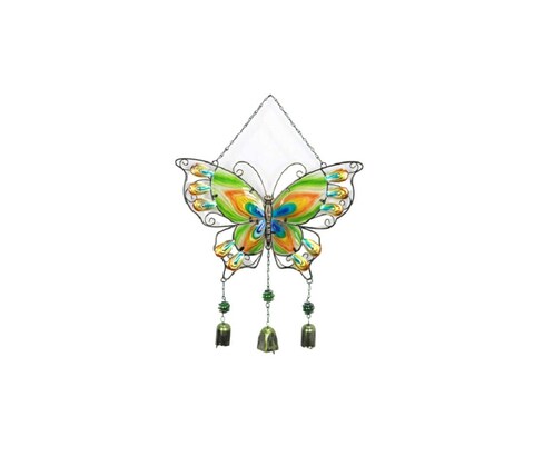 Comfy Hour Travel on Wings Collection 22&quot; Metal Art Butterfly Windchime Hanging Windbell