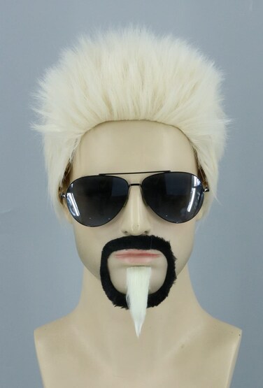 Topcosplay Celebrity Chef Wig and Goatee Men Wig Blonde Funny Wigs Male Halloween Party Wig
