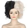 AMZCOS Black and Blonde Wig for Womens Cosplay Costume Short Wavy Fluffy Synthetic Wigs for Halloween Party